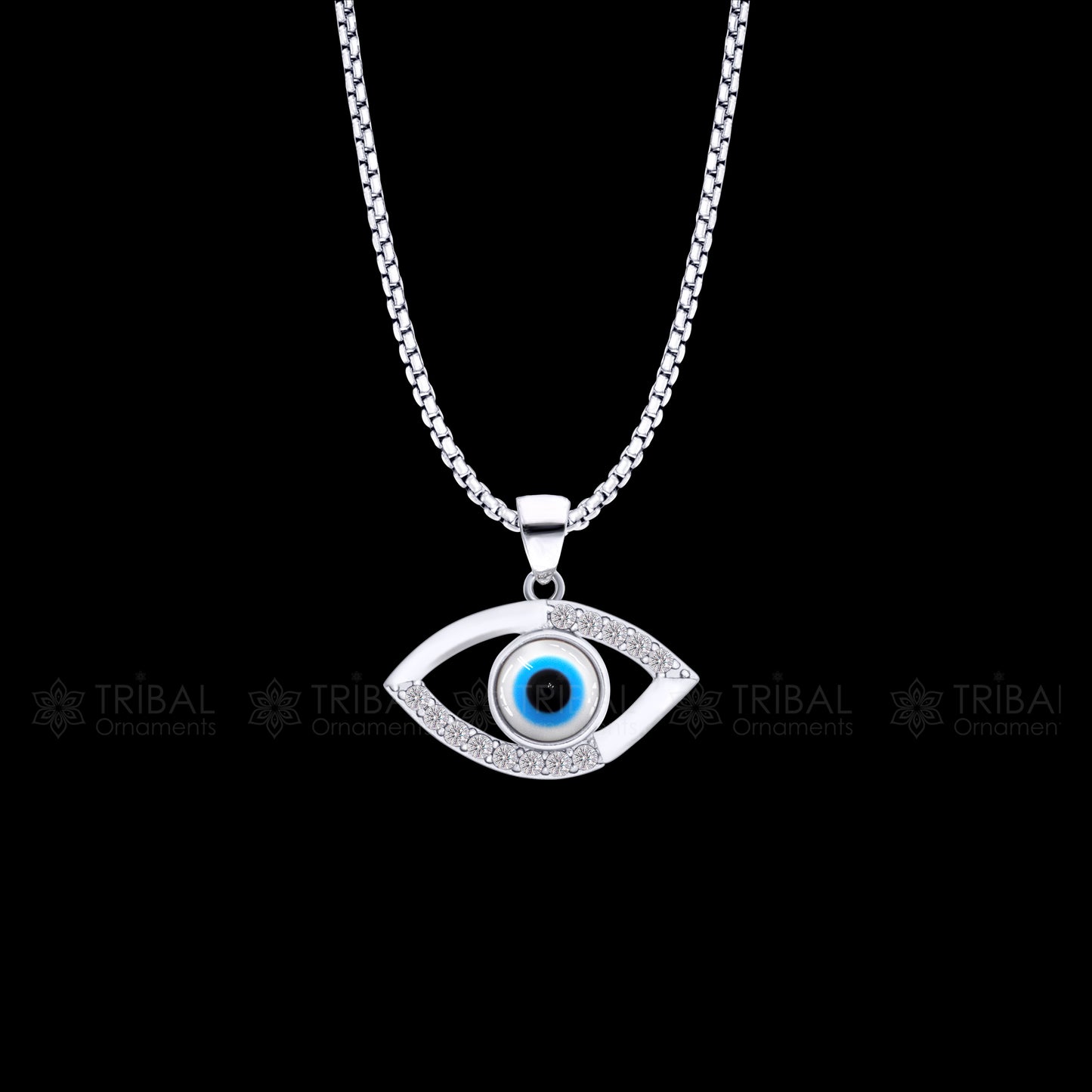 925 sterling silver evil eyes pendant with CZ stone nsp789
