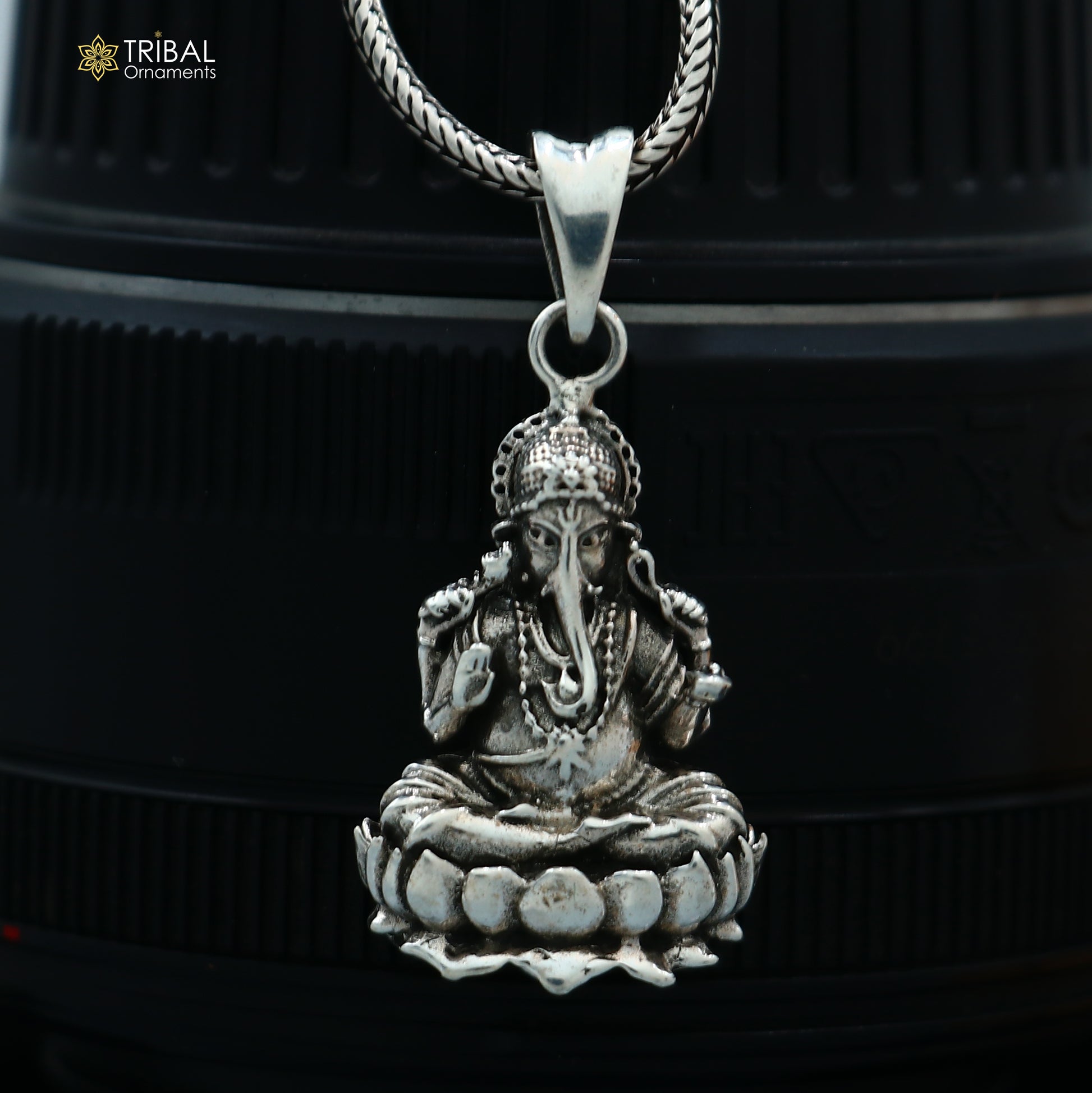 925 sterling silver Ganesha Pendant with chain tribal jewellery nsp1101 - TRIBAL ORNAMENTS