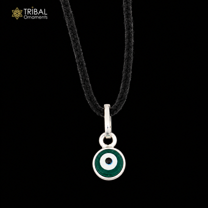 925 sterling silver evil eye pendant for girls or kids, protective jewelry by TRIBAL ORNAMENTS, featuring a blue evil eye design.