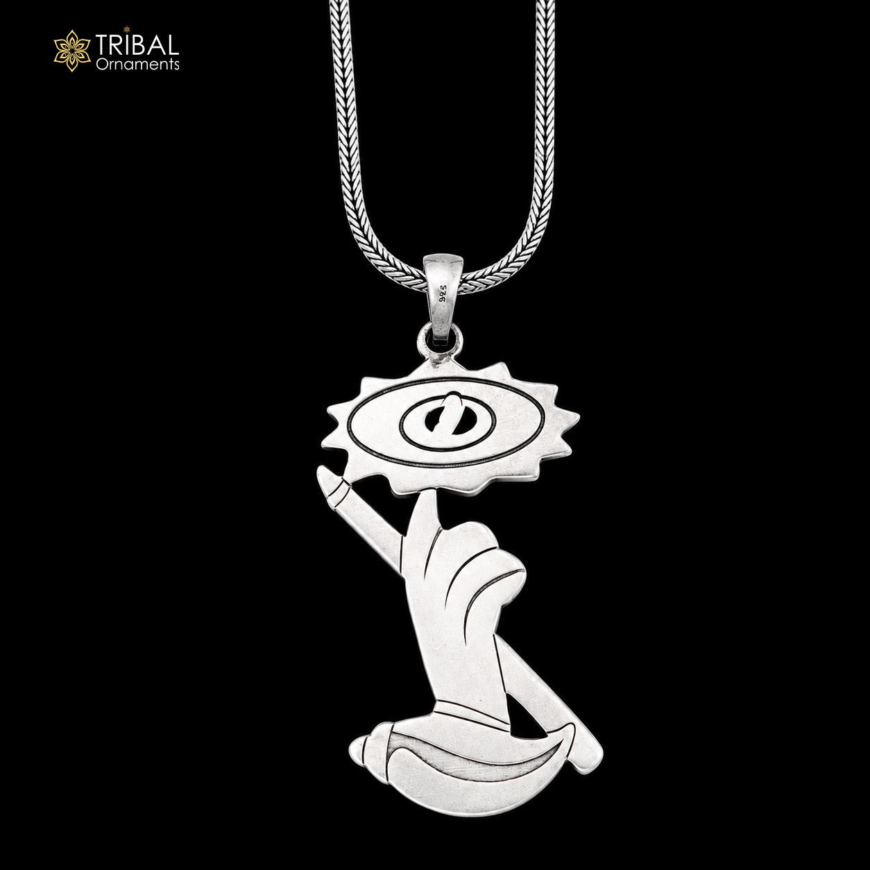 925 sterling silver Sudarshan chakra Pendant with chain stylish jewelry nsp1132