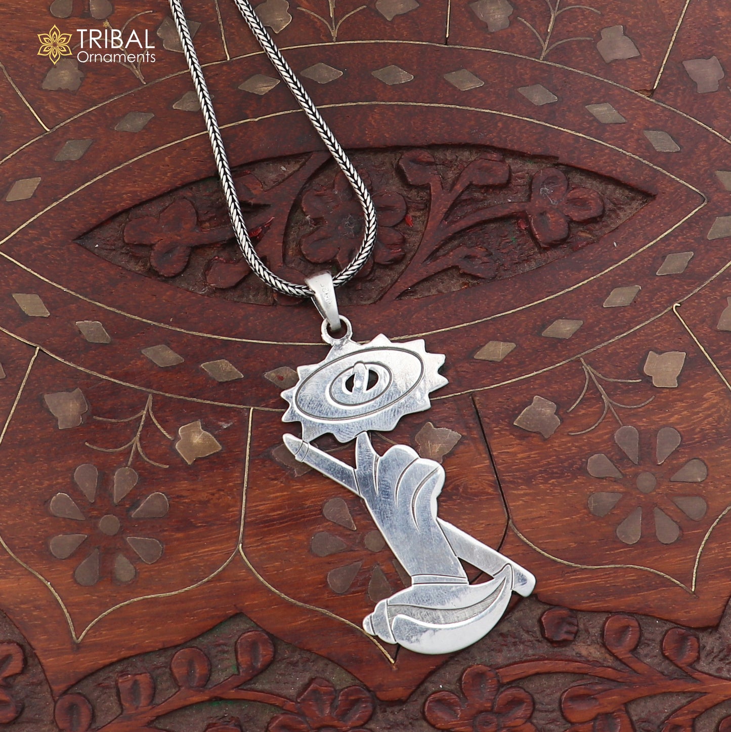 925 sterling silver Sudarshan chakra Pendant with chain stylish jewelry nsp1132