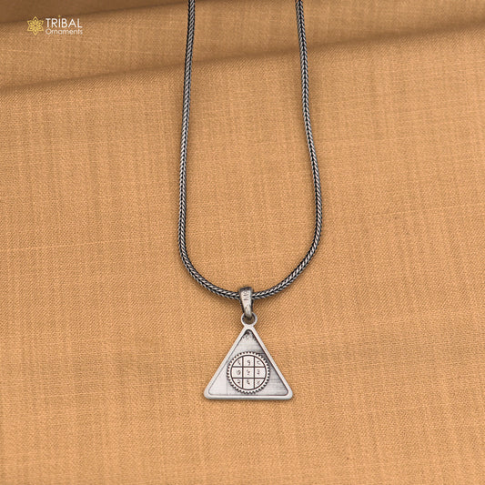 925 sterling silver Budh Pyra Yantra Pendant with chain stylish unisex jewelry nsp1143