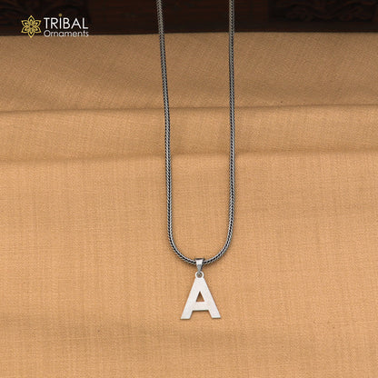 925 sterling silver A letter pendant with chain stylish unisex jewelry nsp1148