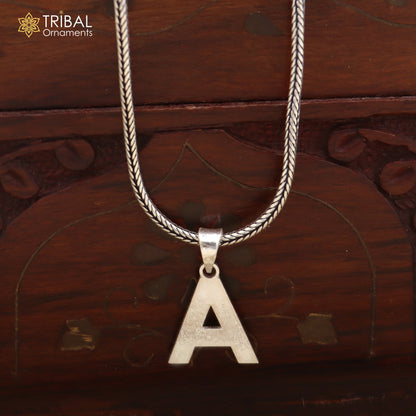 925 sterling silver A letter pendant with chain stylish unisex jewelry nsp1148