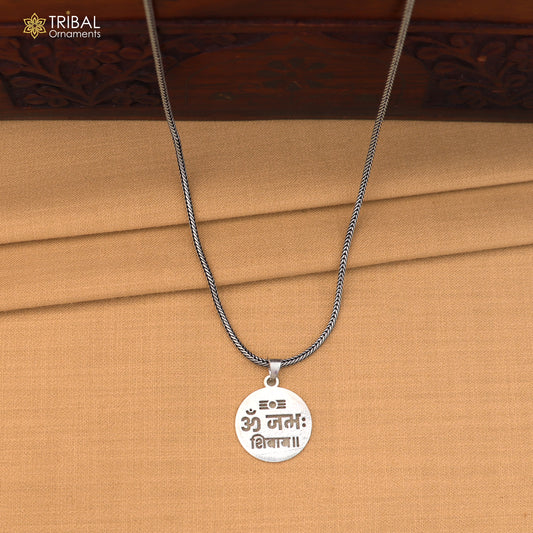 925 sterling silver Om namah shivay mantra unisex pendant nsp1184