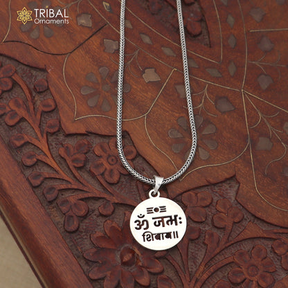 925 sterling silver Om namah shivay mantra unisex pendant nsp1184