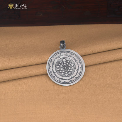 925 sterling silver Sudarshan chakra or Shree yantra combo pendant with chain unisex jewelry nsp1186