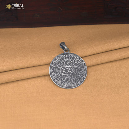 925 sterling silver Sudarshan chakra or Shree yantra combo pendant with chain unisex jewelry nsp1186