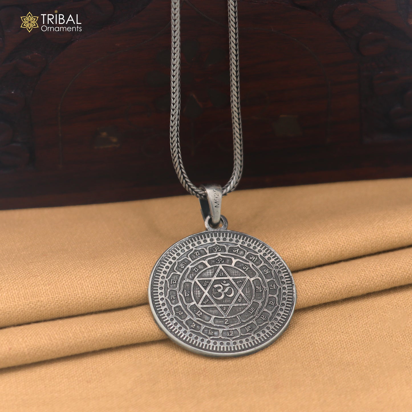925 sterling silver Sudarshan chakra or Shree yantra combo pendant with chain unisex jewelry nsp1186