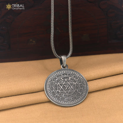 925 sterling silver Sudarshan chakra or Shree yantra combo pendant with chain unisex jewelry nsp1186
