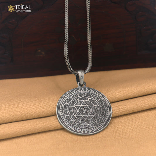 925 sterling silver Sudarshan chakra or Shree yantra combo pendant with chain unisex jewelry nsp1186