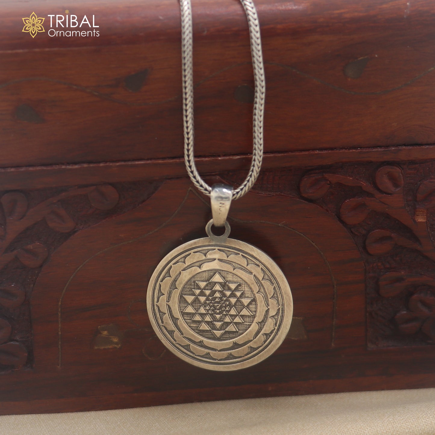 925 sterling silver Sudarshan chakra or Shree yantra combo pendant with chain unisex jewelry nsp1186