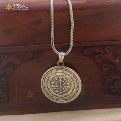 925 sterling silver Sudarshan chakra or Shree yantra combo pendant with chain unisex jewelry nsp1186