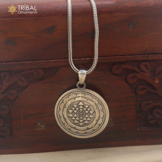 925 sterling silver Sudarshan chakra or Shree yantra combo pendant with chain unisex jewelry nsp1186