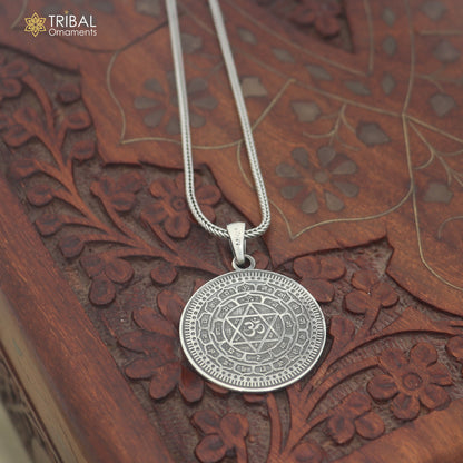 925 sterling silver Sudarshan chakra or Shree yantra combo pendant with chain unisex jewelry nsp1186