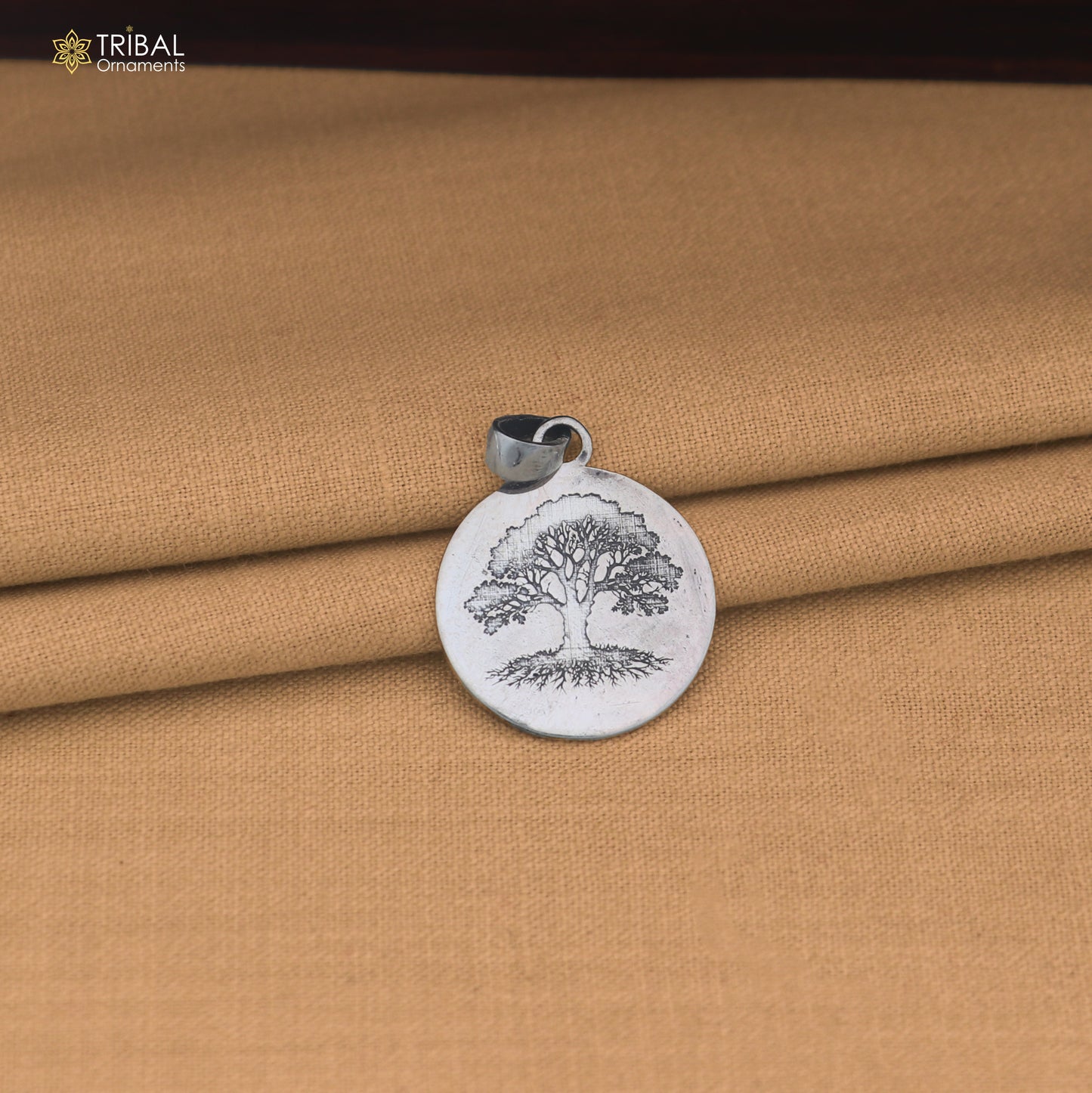 925 sterling silver round plate tree design pendant with chain unisex jewelry nsp1188