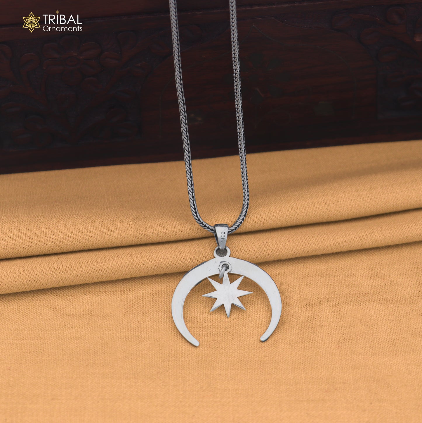 925 Sterling silver moon with star combo Pendant unisex jewelry nsp1191