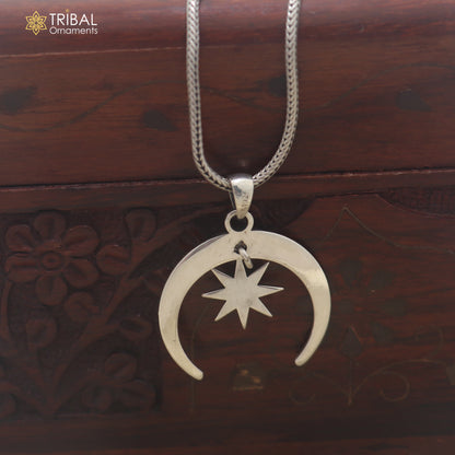 925 Sterling silver moon with star combo Pendant unisex jewelry nsp1191