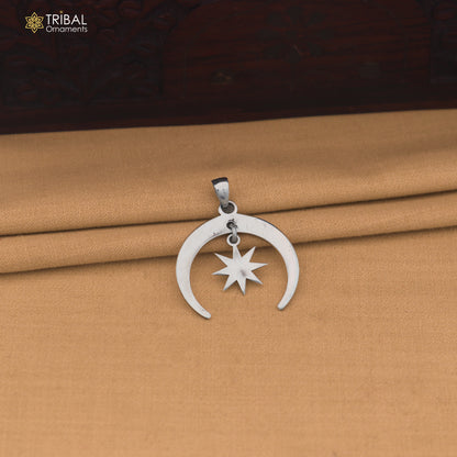 925 Sterling silver moon with star combo Pendant unisex jewelry nsp1191