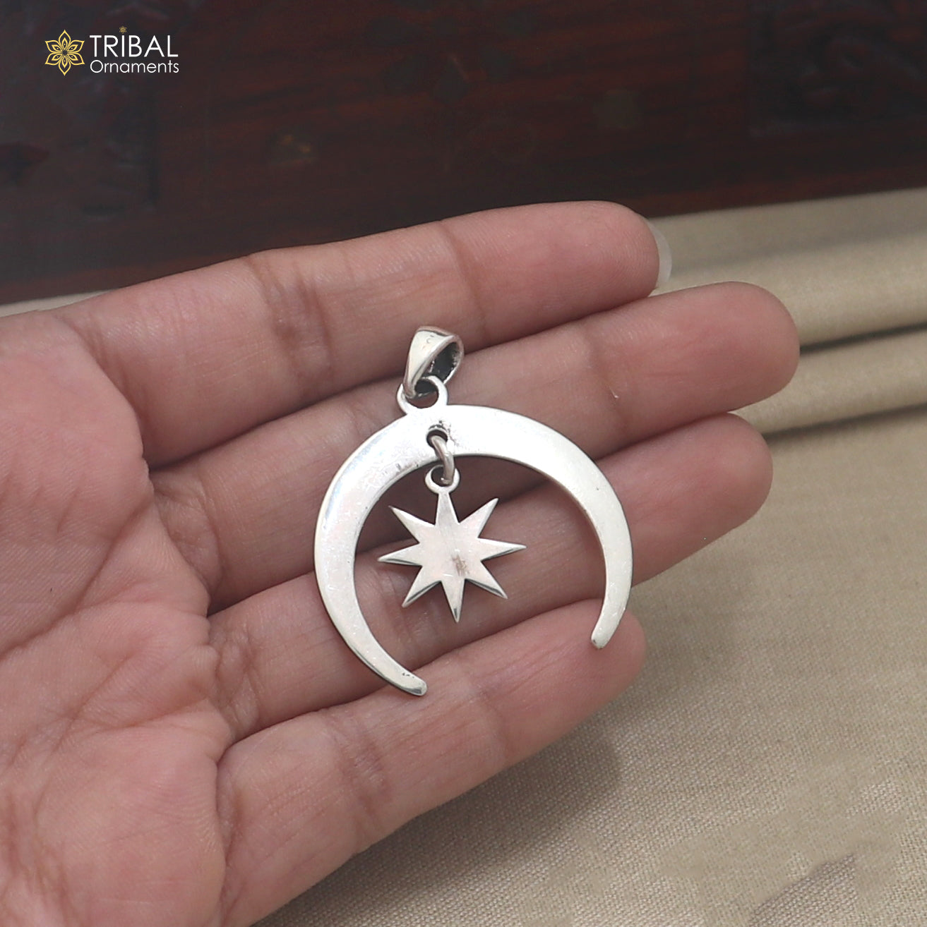 925 Sterling silver moon with star combo Pendant unisex jewelry nsp1191