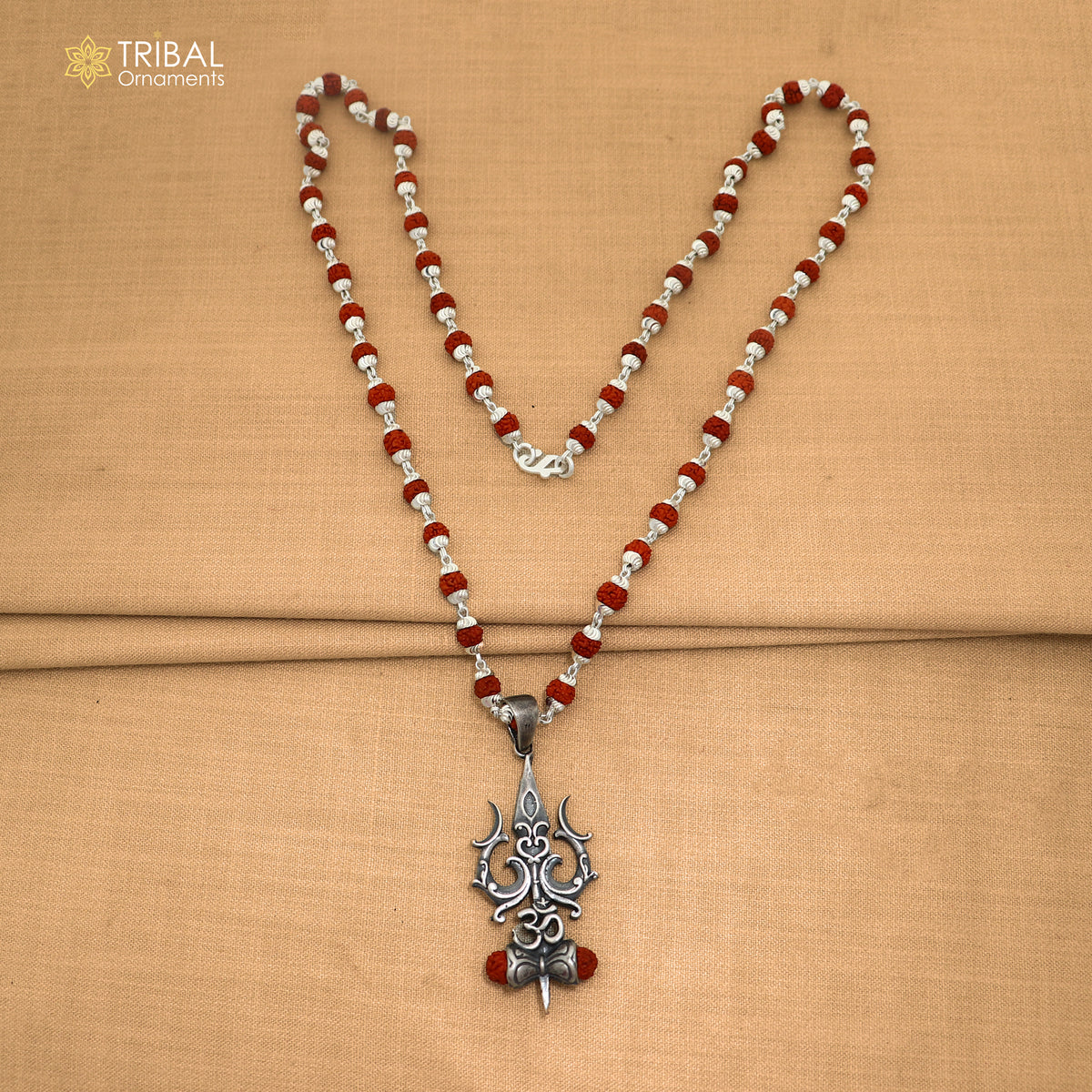 925 sterling silver Shiva trident pendant with Rudraksha mala(optional) meditation jewellery nsp1194