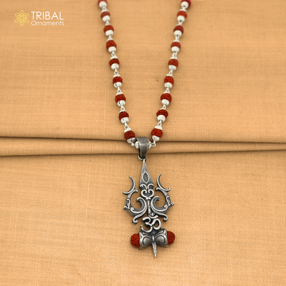 925 sterling silver Shiva trident pendant with Rudraksha mala(optional) meditation jewellery nsp1194