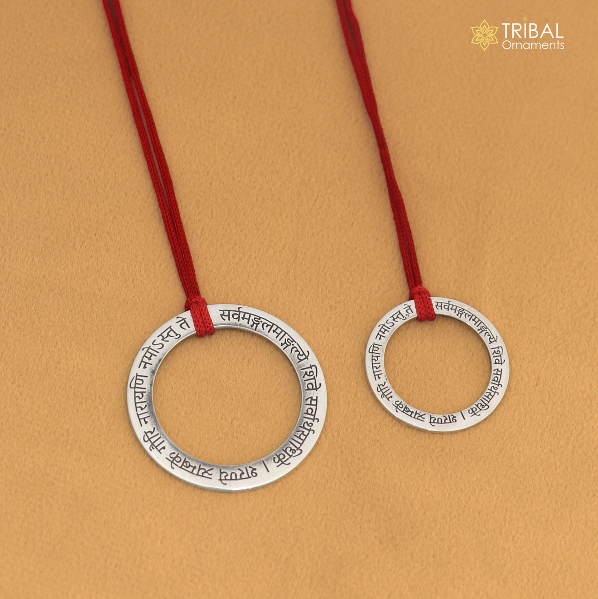 925 Sterling silver Shree Goddess Durga mantra pendant, ethnic divine jewelry featuring intricate design and spiritual symbolism.