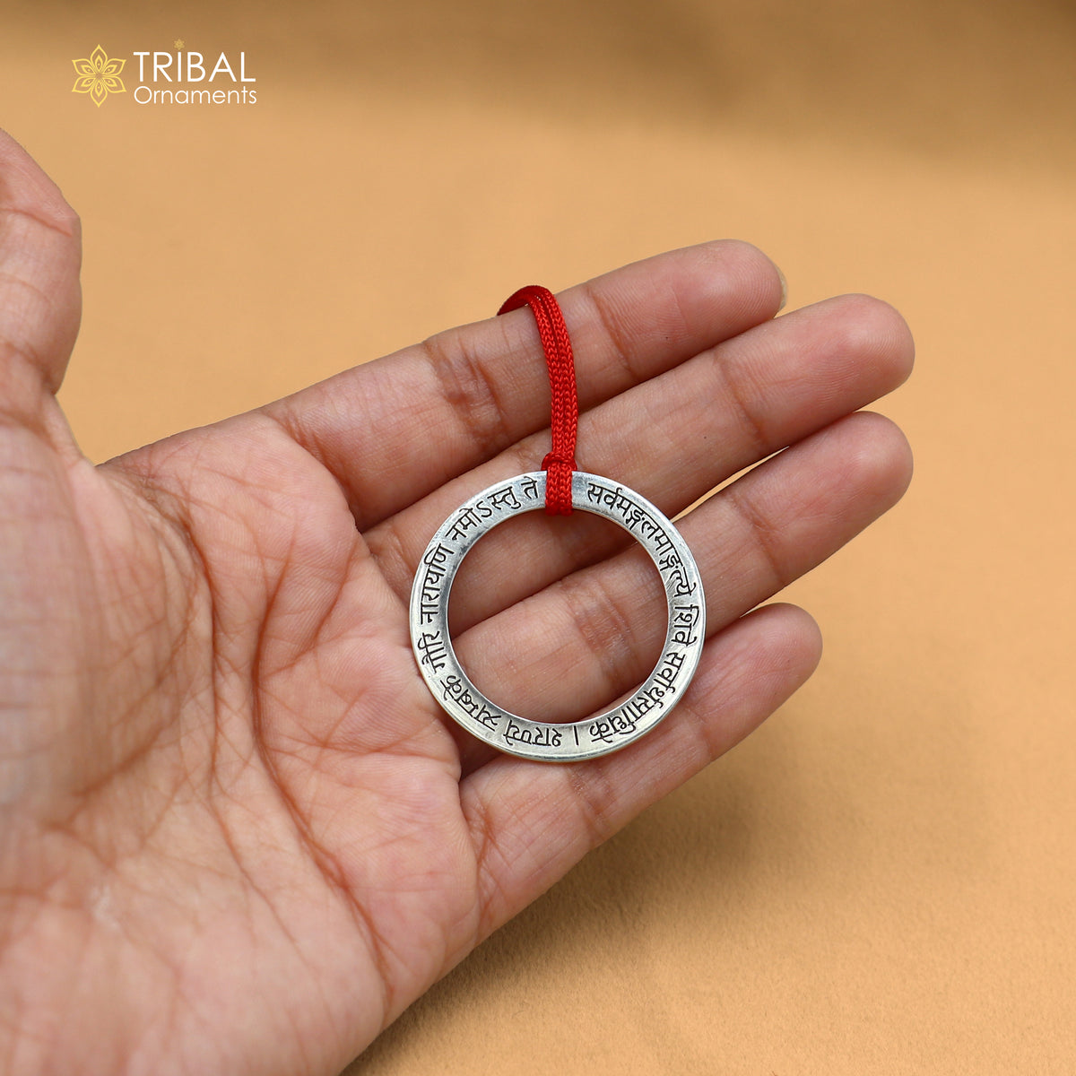 925 Sterling silver Durga goddess mantra pendant, ethnic divine jewelry featuring intricate design and spiritual symbolism.