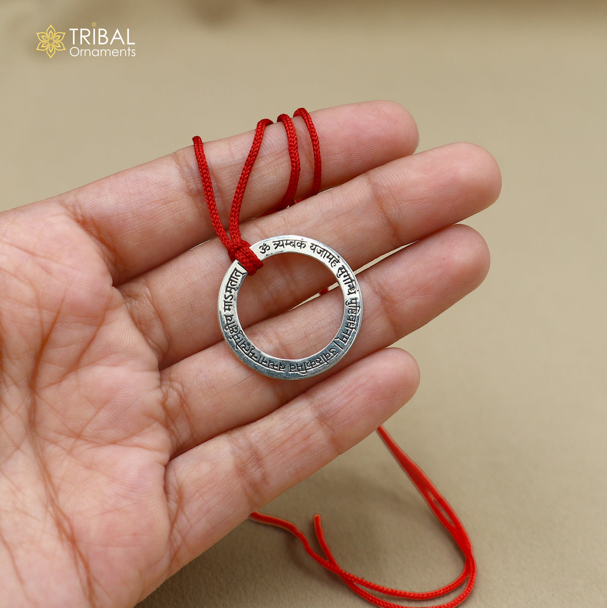 925 Sterling silver Shree Maha Mrityunjay mantra pendant featuring ethnic divine design, crafted by TRIBAL ORNAMENTS.