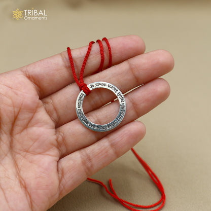 925 Sterling silver Shree Maha Mrityunjay mantra pendant featuring ethnic divine design, crafted by TRIBAL ORNAMENTS.
