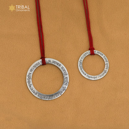 925 Sterling silver Shree Maha Mrityunjay mantra pendant with intricate ethnic divine design, crafted by TRIBAL ORNAMENTS.