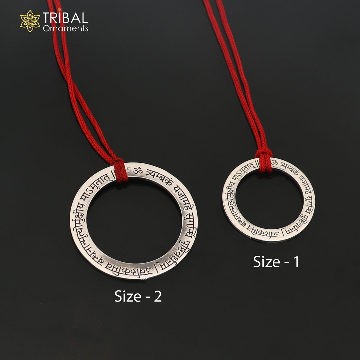 Sterling silver Shree Maha Mrityunjay mantra pendant with intricate ethnic design, divine jewelry by TRIBAL ORNAMENTS.