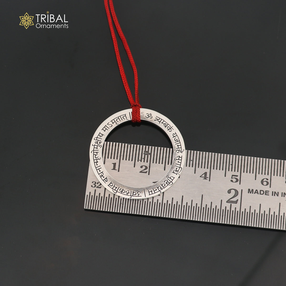 925 Sterling silver Shree Maha Mrityunjay mantra pendant featuring traditional ethnic divine jewelry design by TRIBAL ORNAMENTS