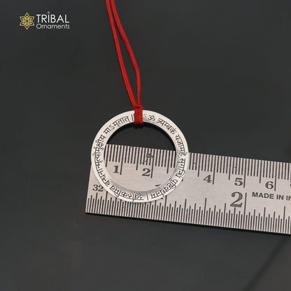 925 Sterling silver Shree Maha Mrityunjay mantra pendant featuring traditional ethnic divine jewelry design by TRIBAL ORNAMENTS