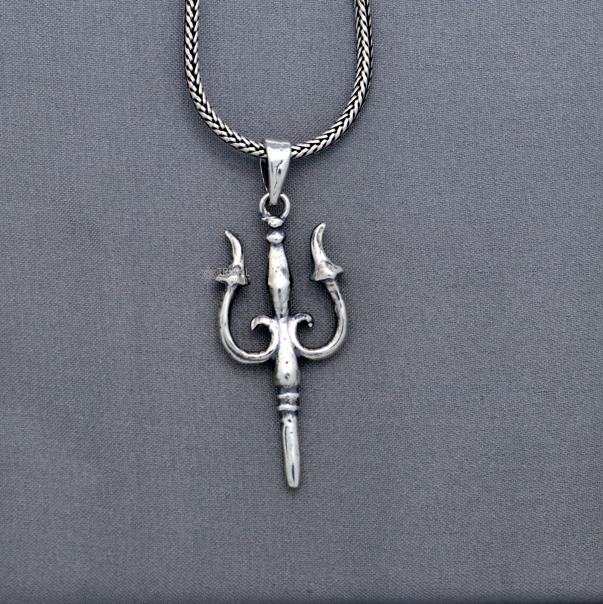 925 Sterling silver handmade Trishul (trident) pendant,nsp855 - TRIBAL ORNAMENTS