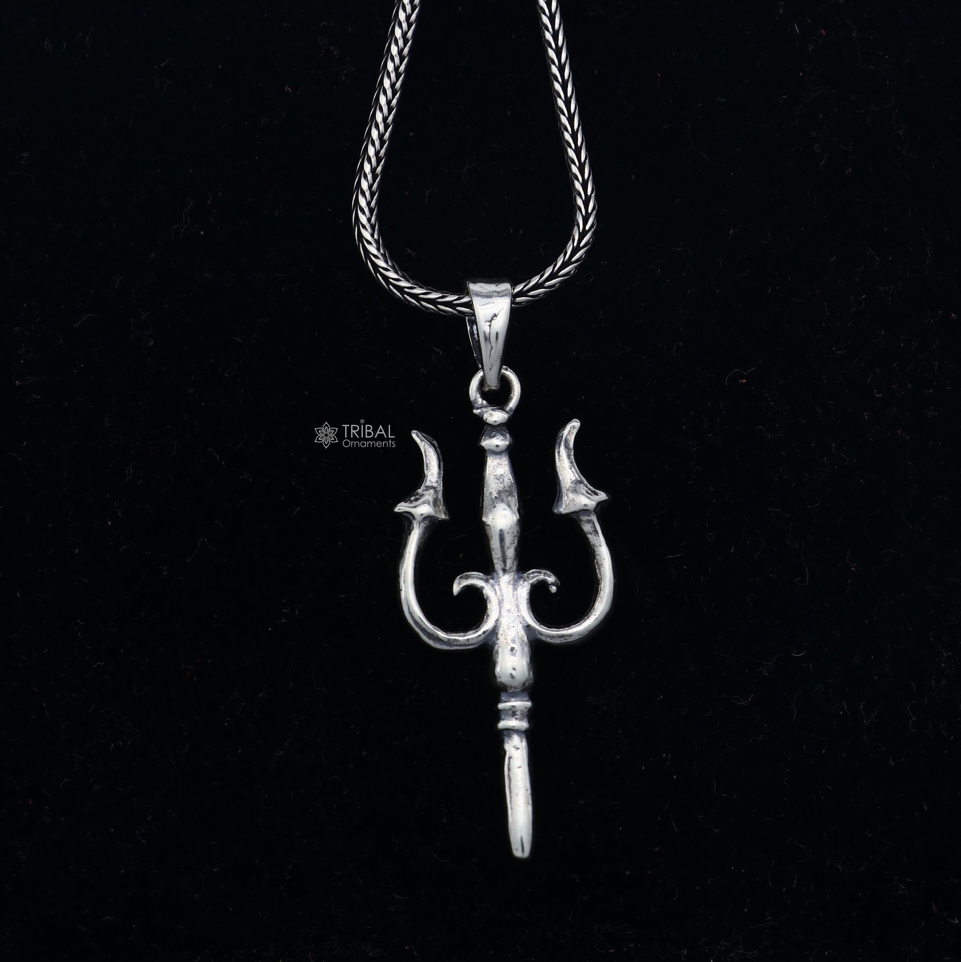 925 Sterling silver handmade Trishul (trident) pendant,nsp855 - TRIBAL ORNAMENTS