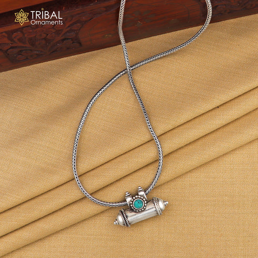 925 Sterling silver vintage  design amulet pendant, box pendant, kavacham pendant, mantra box, silver tabiz nsp884