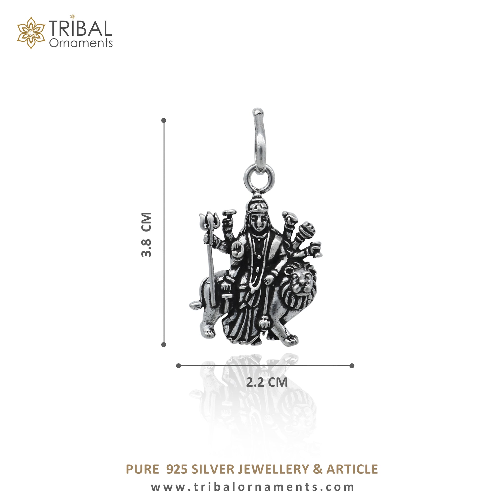 925 sterling silver handmade Lord Durga  maa design stylish pendant nsp992 - TRIBAL ORNAMENTS