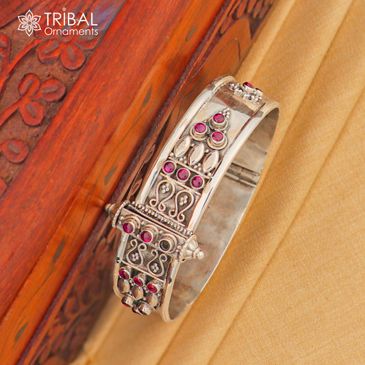 925 sterling silver vintage design purple stone bangle cuff bracelet stunning stylish tribal brides jewelry nssk480