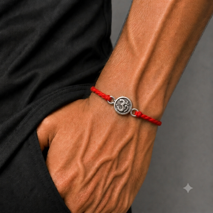 925 Sterling silver Lord Om / Shiv mantra design thread rakhi bracelet rk358
