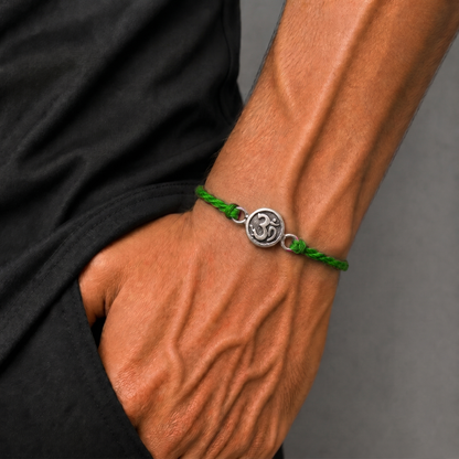 925 Sterling silver Lord Om / Shiv mantra design thread rakhi bracelet rk358