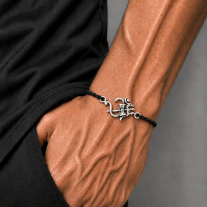 925 Sterling silver Om with trishul design thread rakhi bracelet rk362