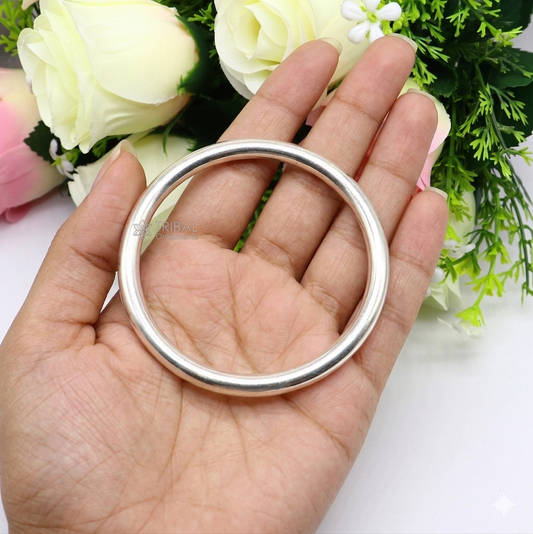 Shiny 925 sterling silver bangle bracelet for men or girls, plain and smooth, stylish tribal ornaments jewelry.
