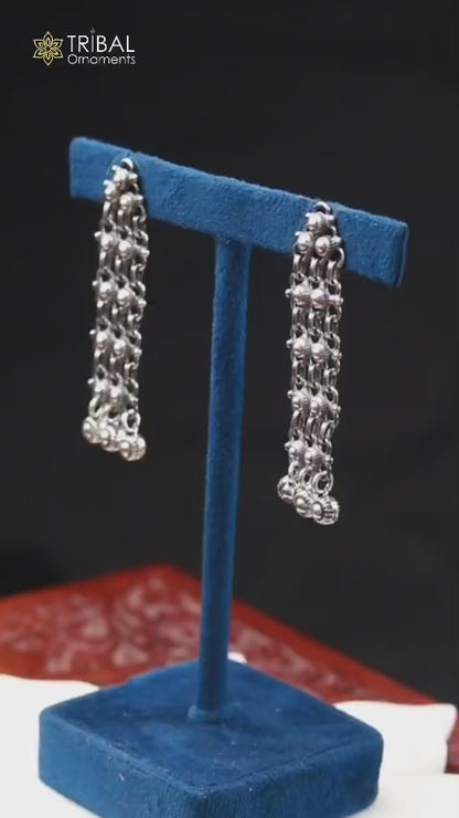 925 sterling silver Drop dangling hoops earring, stylish customized personalized brides wedding gift s1327