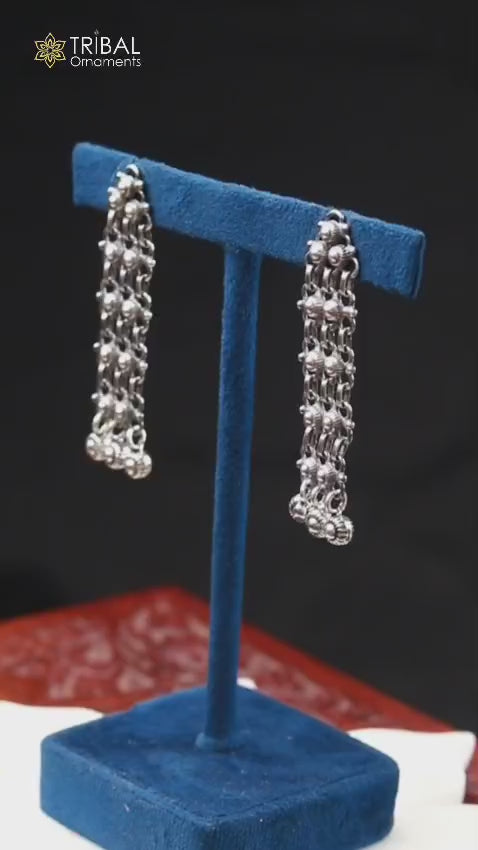 925 sterling silver Drop dangling hoops earring, stylish customized personalized brides wedding gift s1327