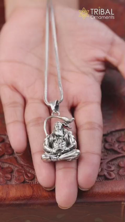 925 pure silver lord HANUMAN meditation design pendant best gifting pendant nsp868