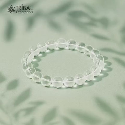 8 MM clear quartz natural crystal stone beaded handmade bracelet, customized unisex Jewelry, stnbr148