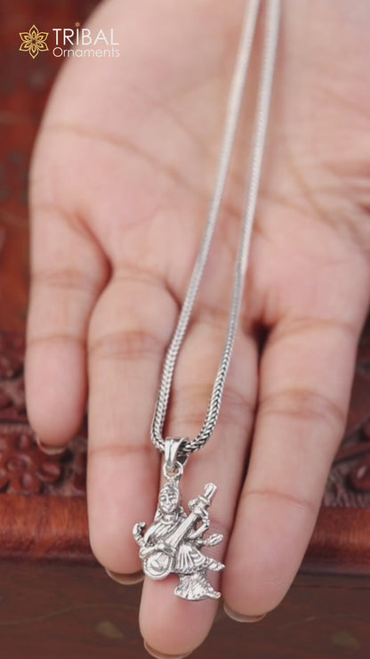 925 sterling silver goddess sarashwati or saraswati maa pendant best student jewelrynsp695