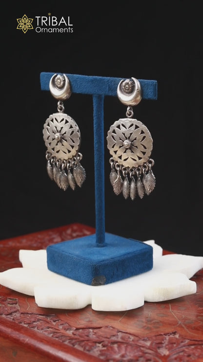 925 sterling silver vintage floral design jumka earring ethnic tribal jewelry s1370