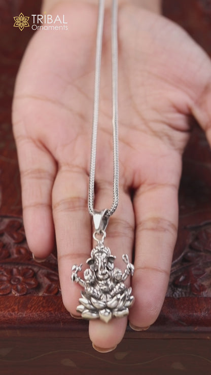 925 sterling silver blessing Ganesha pendant, stylish unisex personalized jewelry ssp1216